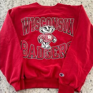 Champion Red Wisconsin Badgers Crewneck Sweater